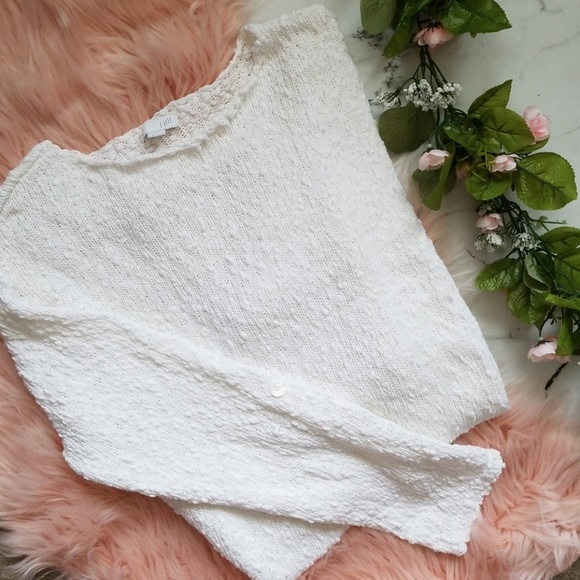 J. Jill Sweaters - J. Jill White Cotton Popcorn Sweater